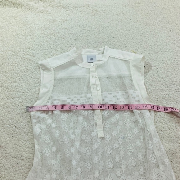 Cabi white sheer prudence blouse spring Easter sm - Picture 5 of 6